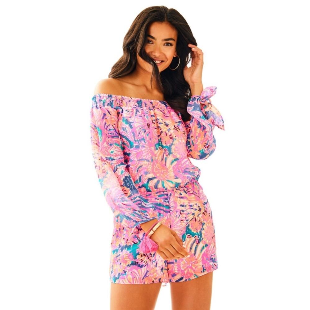 Lilly Pulitzer Silk Myri Romper In Multi Swirling Seadream